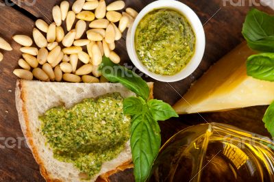 Italian basil pesto bruschetta ingredients