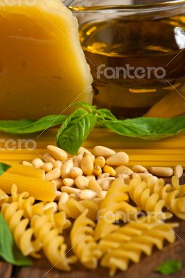 Italian basil pesto pasta ingredients
