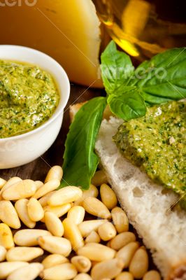 Italian basil pesto bruschetta ingredients