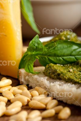 Italian basil pesto bruschetta ingredients