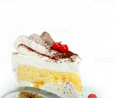 whipped cream and ribes dessert cake slice