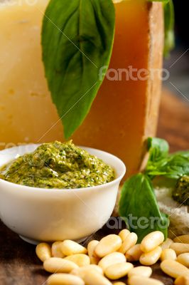 Italian basil pesto bruschetta ingredients