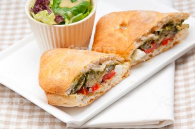ciabatta panini sandwichwith vegetable and feta ciabatta panini sandwichwith vegetable and feta