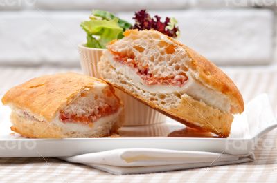 ciabatta panini sandwich with parma ham and tomato