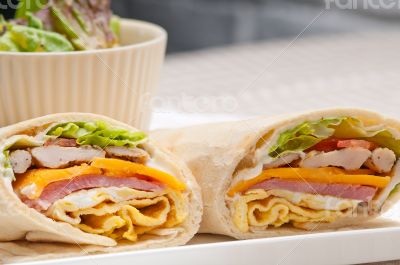 club sandwich pita bread roll