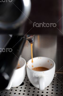 espresso coffe making with professional machine