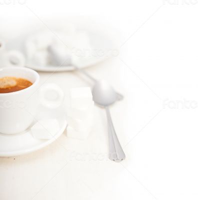 Italian espresso coffee and sugar cubes