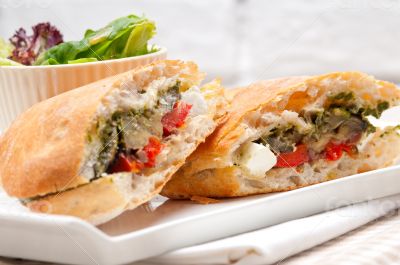 ciabatta panini sandwichwith vegetable and feta ciabatta panini sandwichwith vegetable and feta