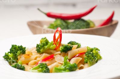 Italian penne pasta with broccoli and chili pepper Italian penne pasta with broccoli and chili pepper