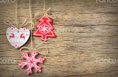 rustic christmas decoration on old wood background