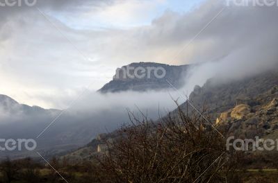 Oddly shaped rocks of mount Southern Demerdji in Crimea 