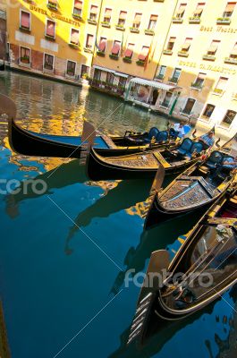 Venice Italy Gondolas on canal 