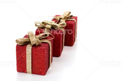 Artificial red gift boxes