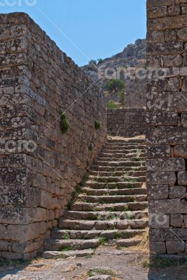 Steps between the walls.