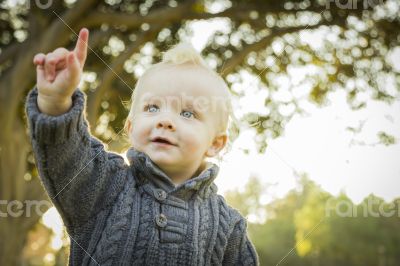 Adorable Blonde Baby Boy Outdoors at the Park