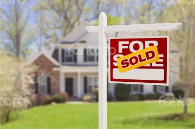 Sold Home For Sale Sign in Front of New House