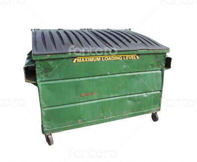 Green Trash or Recycle Dumpster On White with Clipping Path