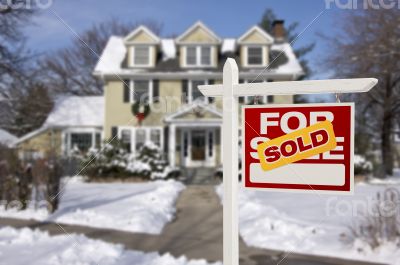 Sold Home For Sale Sign in Front of New House