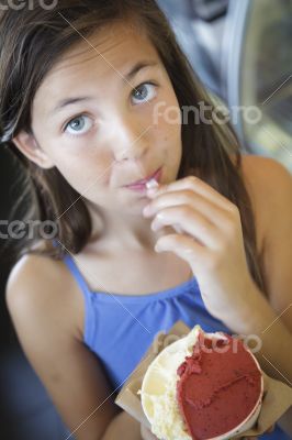 Pretty Young Girl Enjoying Her Gelato