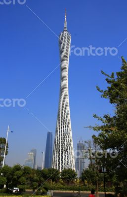 Canton Tower under the blue sky in Guangzhou