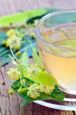 Cup of tea and linden flowers