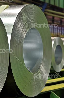 Huge rolls of tinplate galvanized in the factory