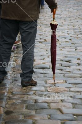 Man with umbrella