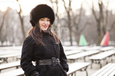Business woman in winter city