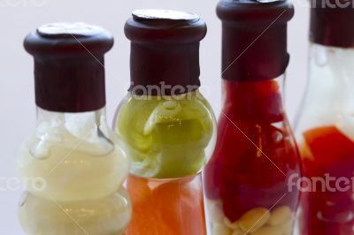 Decorative bottle with canned vegetables. Decorative bottle with canned vegetables.