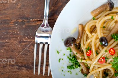 Italian pasta and mushroom sauce 