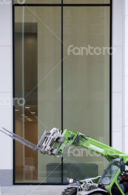 Forklift and panoramic window Forklift and panoramic window