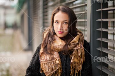 Business woman wearing scarf