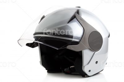 Silver bike helmet isolated