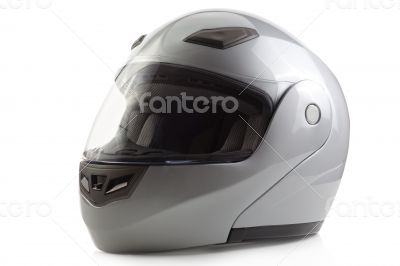 Silver glossy bike helmet isolated