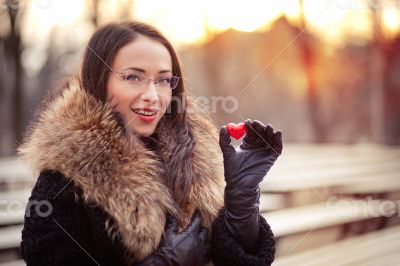 Valentines day girl on the street