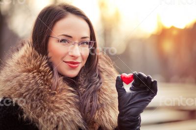 Valentines day girl with gift