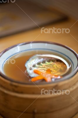 Japanese style abalone soup empty shell