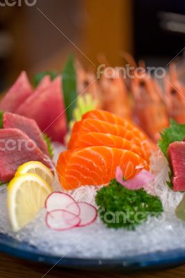 Japanese style assorted sashimi dish