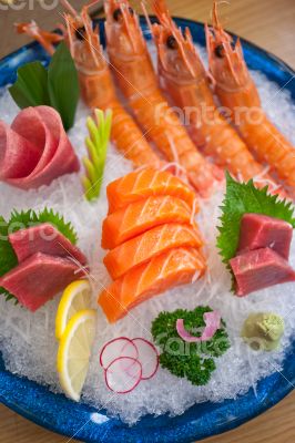 Japanese style assorted sashimi dish