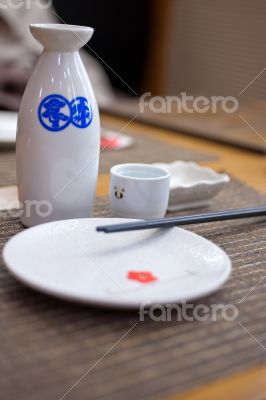 Japanese style table set and sake