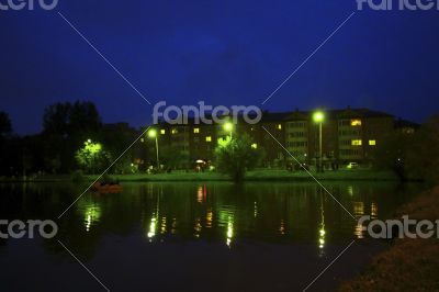 The small lake in the center of Pyatigorsk in the evening