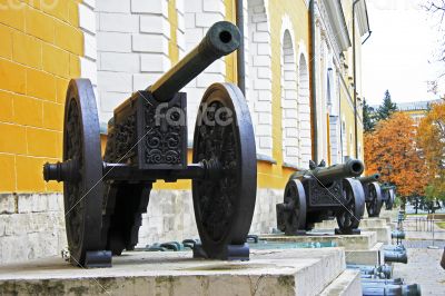 Ancient artillery Cannons In The Moscow Kremlin, Russia