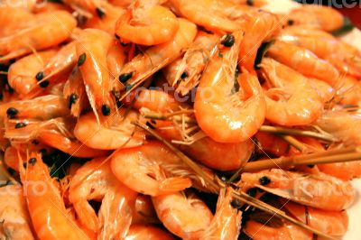 A Boiled Shrimps Background ready for eating