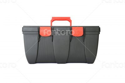 Black plastic tool box isolated