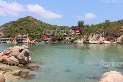 beach with resort