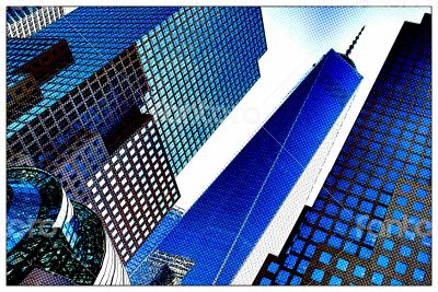 Blue Pop Art Skyscrapers, NY
