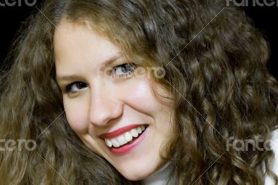 Young woman with long brown nature hair Young woman with long brown nature hair