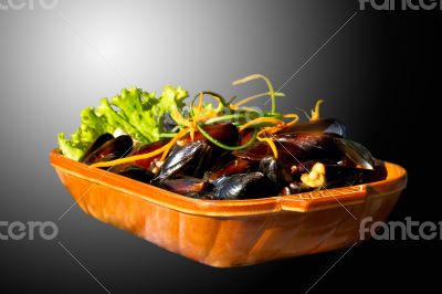 Mussels on the plate Mussels on the plate