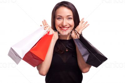 Shopping sale woman isolated on white