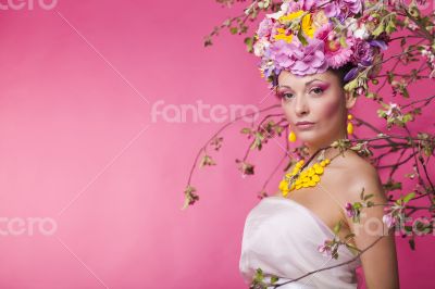 Woman flower banner advertisment template